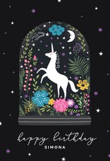 Unicorn Globe - Happy Birthday Card